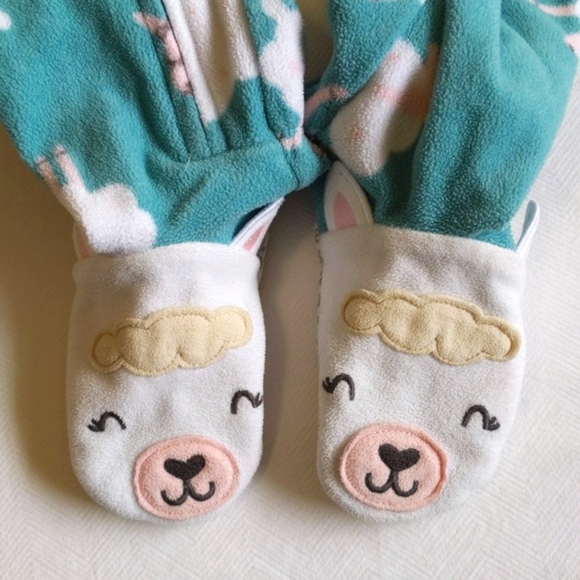 carter's sheep fleece zipper footie sleeper pajamas 2T toddler girls - Picture 4 of 6